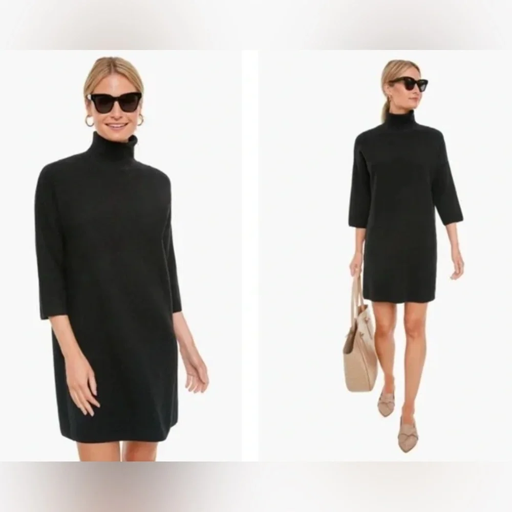 Pomander Place Vivianne Black Sweater Turtleneck Dress Size Medium - Picture 1 of 17